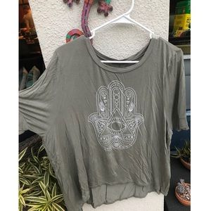 Green Hamsa Short Sleeved Shirt